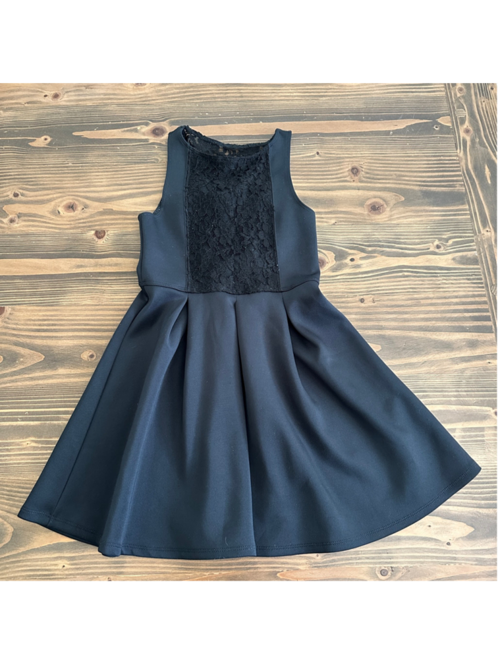 Girls Abercrombie Kids Black Lace Formal Dress Size 10 A-Line Pleated